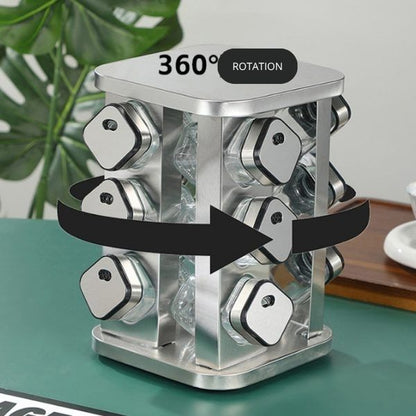 CARLA HOME Rotating Spice Rack Organizer with 20 Glass Jars for Kitchen Countertop-1978962253747195908