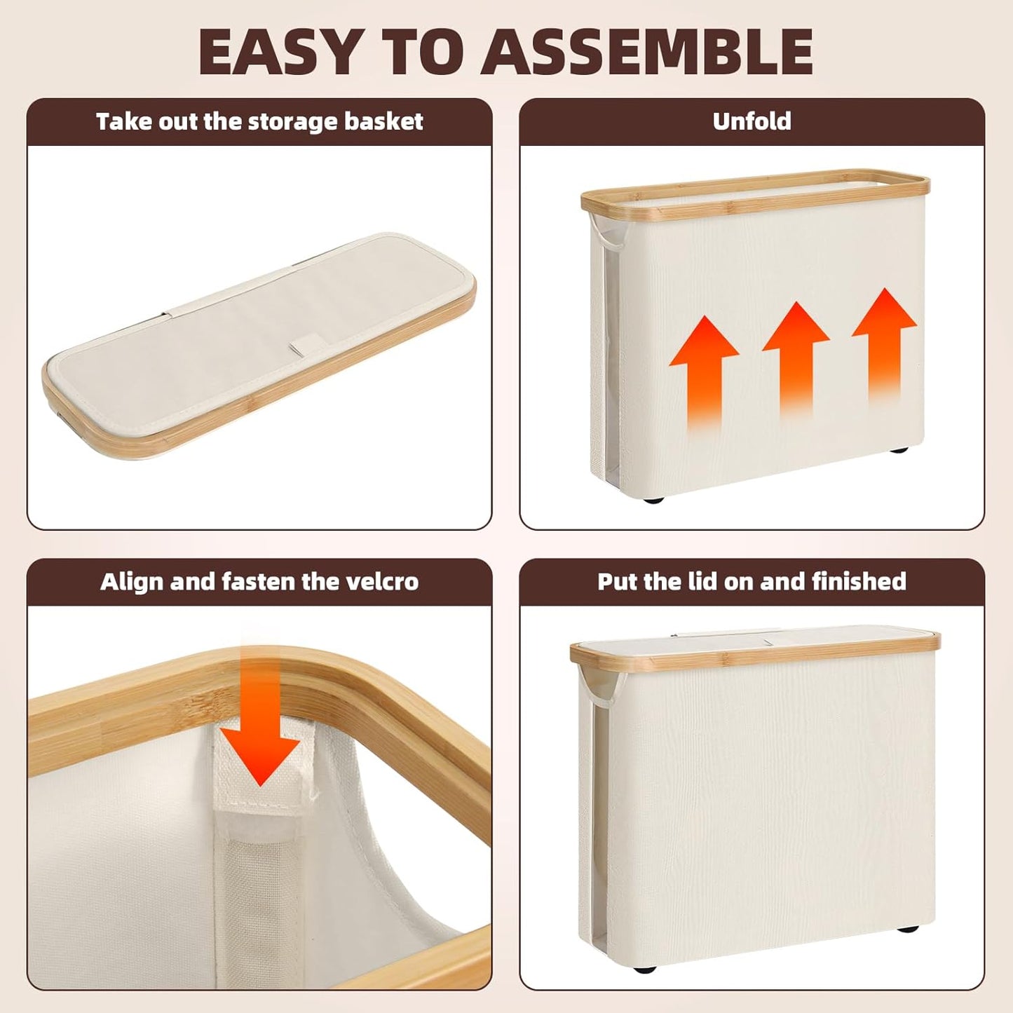 CARLA HOME Toilet Paper Storage Basket Holds Up to 12 Rolls with Bamboo Lid and Handle for RV Closet (White)-1978962254116294662