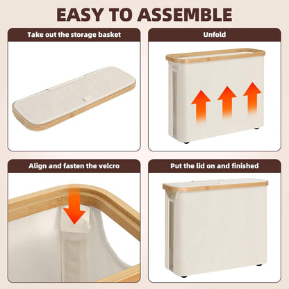 CARLA HOME Toilet Paper Storage Basket Holds Up to 12 Rolls with Bamboo Lid and Handle for RV Closet (White)-1978962254116294662