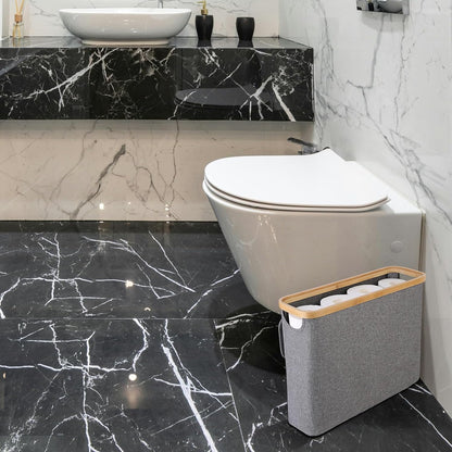 CARLA HOME Toilet Paper Storage Basket Holds Up to 12 Rolls with Bamboo Lid and Handle for RV Closet (Grey)-1978962254481199105