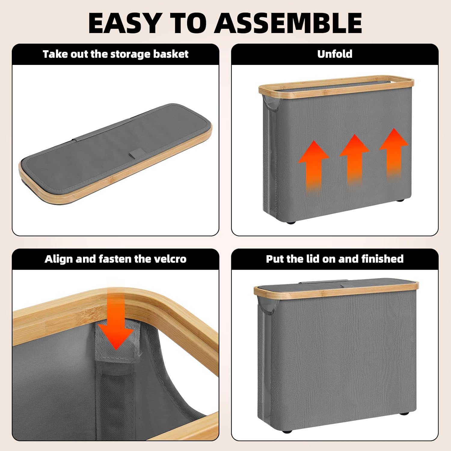 CARLA HOME Toilet Paper Storage Basket Holds Up to 12 Rolls with Bamboo Lid and Handle for RV Closet (Grey)-1978962254481199110