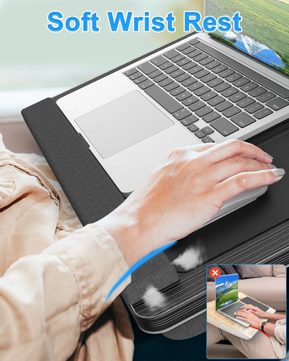 CARLA HOME Oversized Portable Lap Desk with Cushion,Mouse Pad, Tablet and Phone Holder which Fits Up to 17 Inch Laptops for Bed or Sofa (Black)-1978962254992904194