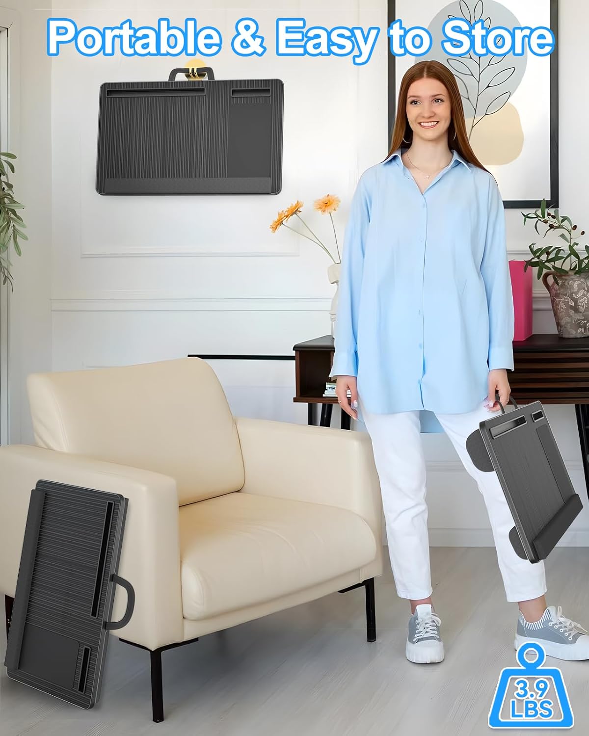 CARLA HOME Oversized Portable Lap Desk with Cushion,Mouse Pad, Tablet and Phone Holder which Fits Up to 17 Inch Laptops for Bed or Sofa (Black)-1978962254992904196