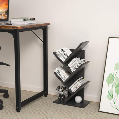 CARLA HOME 5-Tier Tree Bookshelf Storage Rack for Home Office or Bedroom (Black)-1978962255487832073
