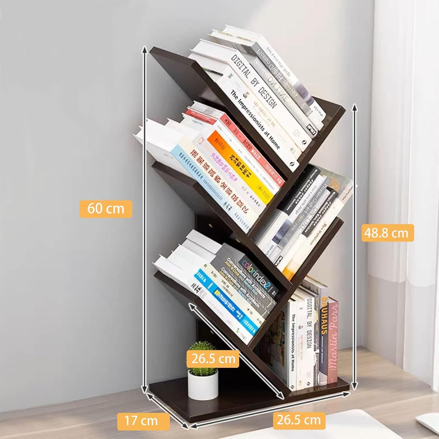 CARLA HOME 5-Tier Tree Bookshelf Storage Rack for Home Office or Bedroom (Black)-1978962255487832065