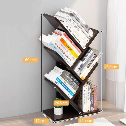 CARLA HOME 5-Tier Tree Bookshelf Storage Rack for Home Office or Bedroom (Black)-1978962255487832065