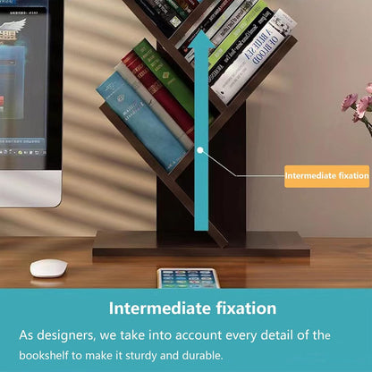 CARLA HOME 5-Tier Tree Bookshelf Storage Rack for Home Office or Bedroom (Black)-1978962255487832068