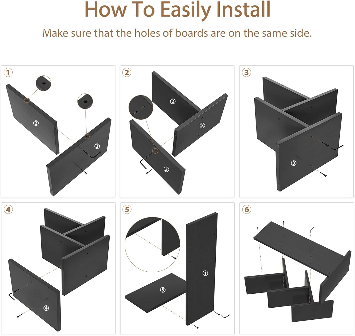 CARLA HOME 5-Tier Tree Bookshelf Storage Rack for Home Office or Bedroom (Black)-1978962255487832071