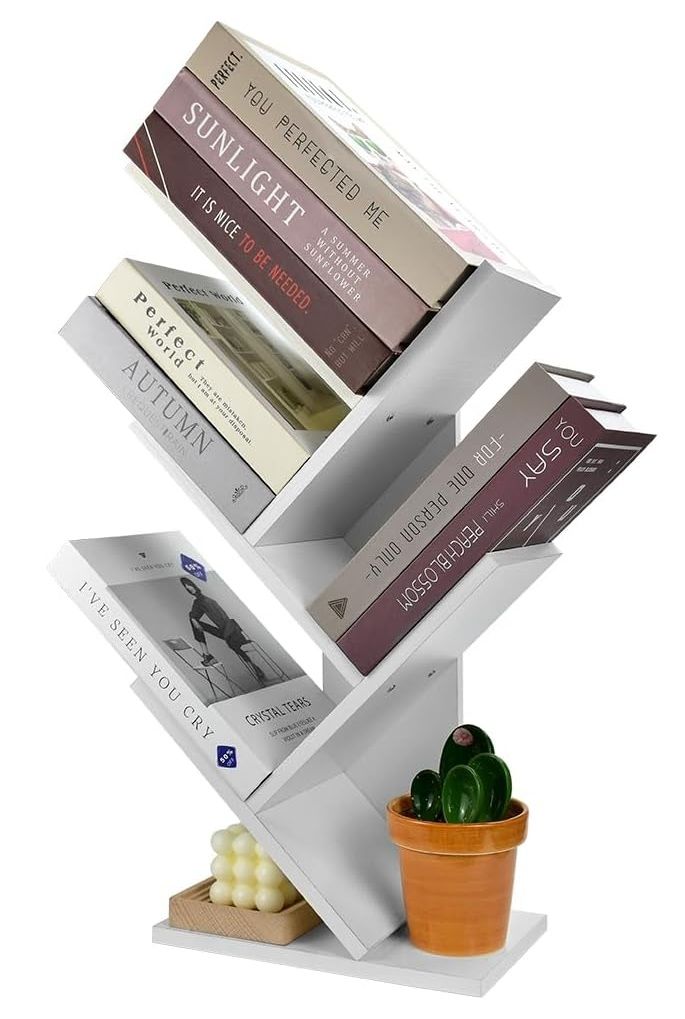 CARLA HOME 5-Tier Tree Bookshelf Storage Rack for Home Office or Bedroom (White) - Bens Market Place