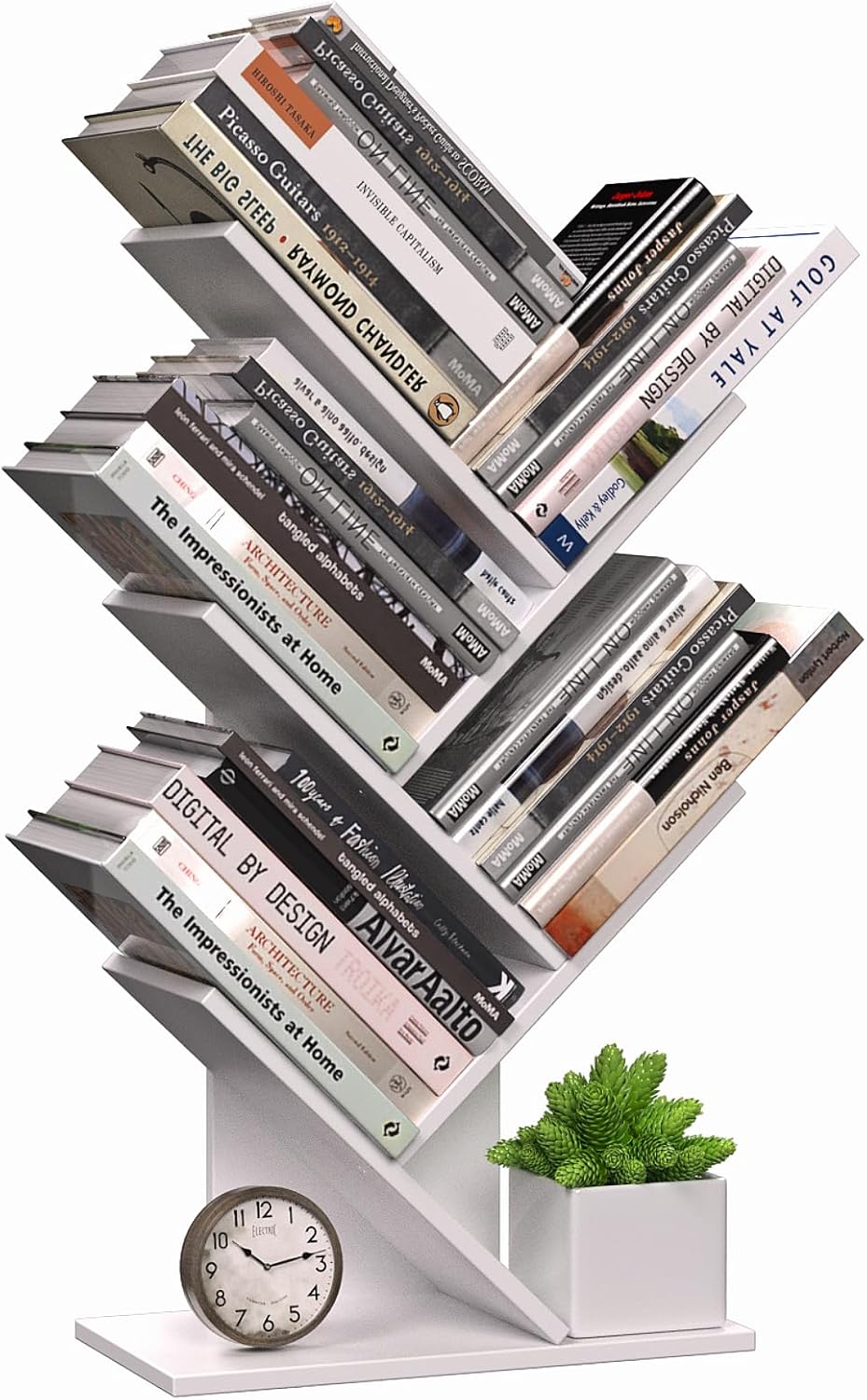 CARLA HOME 5-Tier Tree Bookshelf Storage Rack for Home Office or Bedroom (White) - Bens Market Place