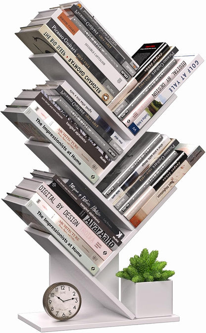 CARLA HOME 5-Tier Tree Bookshelf Storage Rack for Home Office or Bedroom (White)-1978962255659798528