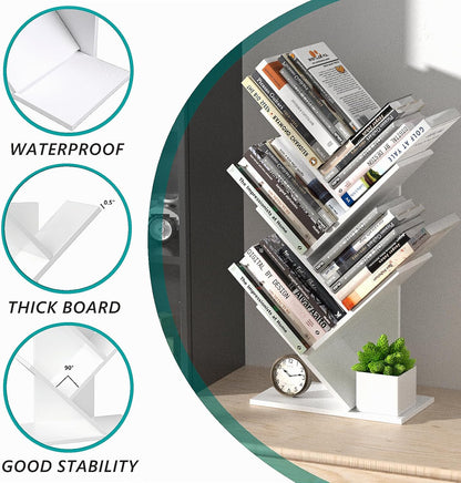 CARLA HOME 5-Tier Tree Bookshelf Storage Rack for Home Office or Bedroom (White)-1978962255659798531