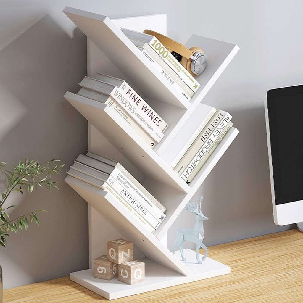 CARLA HOME 5-Tier Tree Bookshelf Storage Rack for Home Office or Bedroom (White) - Bens Market Place