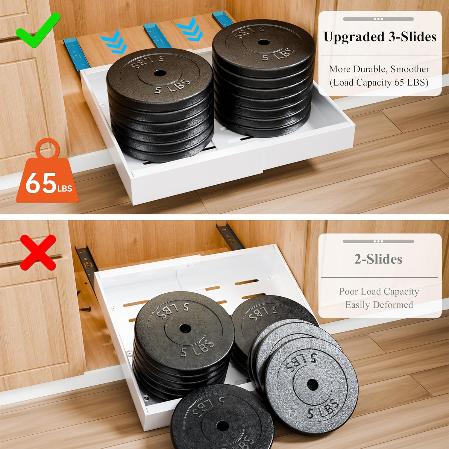 CARLA HOME Pack Pull Out Cabinet Organizer Expandable for Cabinets with Adjustable Slide Out Shelves and Easy Installation (White)-1978962256330887173