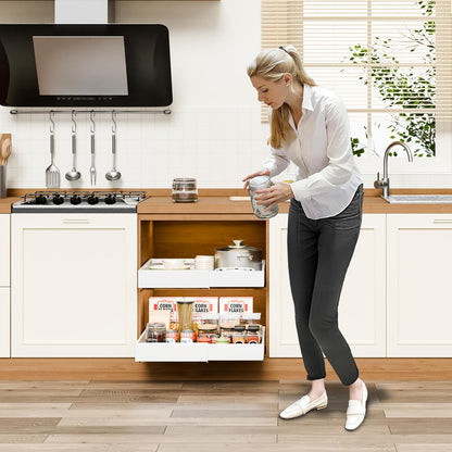 CARLA HOME Pack Pull Out Cabinet Organizer Expandable for Cabinets with Adjustable Slide Out Shelves and Easy Installation (White)-1978962256330887174