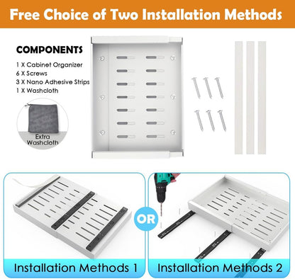 CARLA HOME Pack Pull Out Cabinet Organizer Expandable for Cabinets with Adjustable Slide Out Shelves and Easy Installation (White)-1978962256330887175