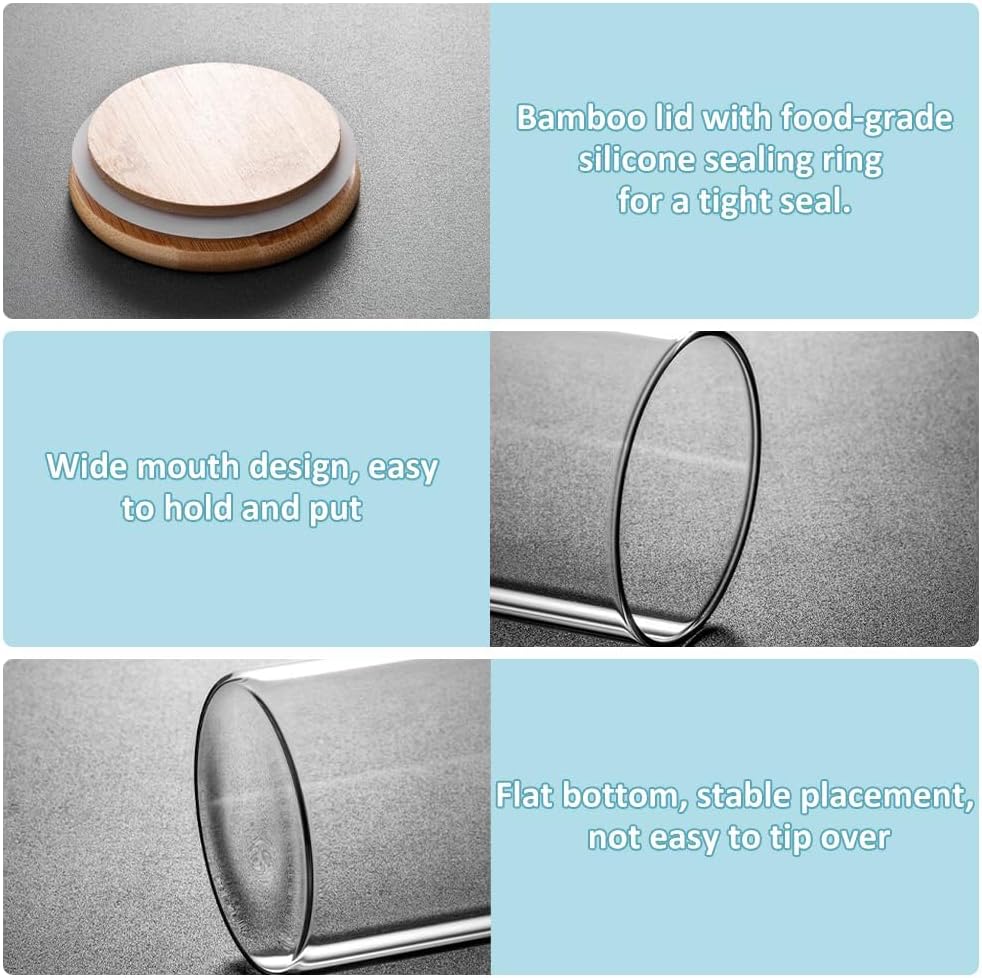 CARLA HOME 6 Pack Glass Storage Jars with Bamboo Lids for Kitchen Pantry, Pasta, Snacks, Cookies, Candy & More-1978962257010364425
