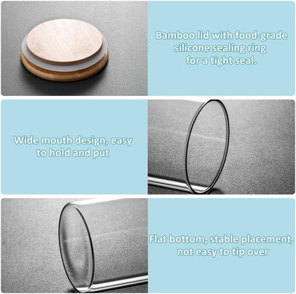 CARLA HOME 6 Pack Glass Storage Jars with Bamboo Lids for Kitchen Pantry, Pasta, Snacks, Cookies, Candy & More-1978962257010364425