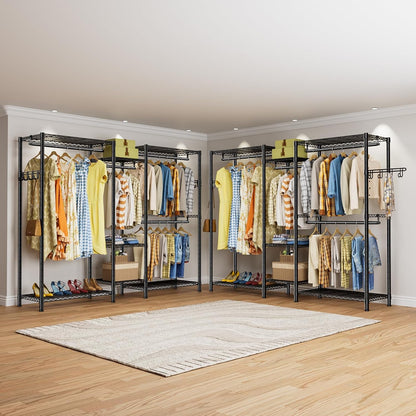CARLA HOME Heavy Duty Clothing Garment Rack Organizer with Hanging Rods & Storage Shelves for Clothes, Shoes & Wardrobe-1978962257182330887