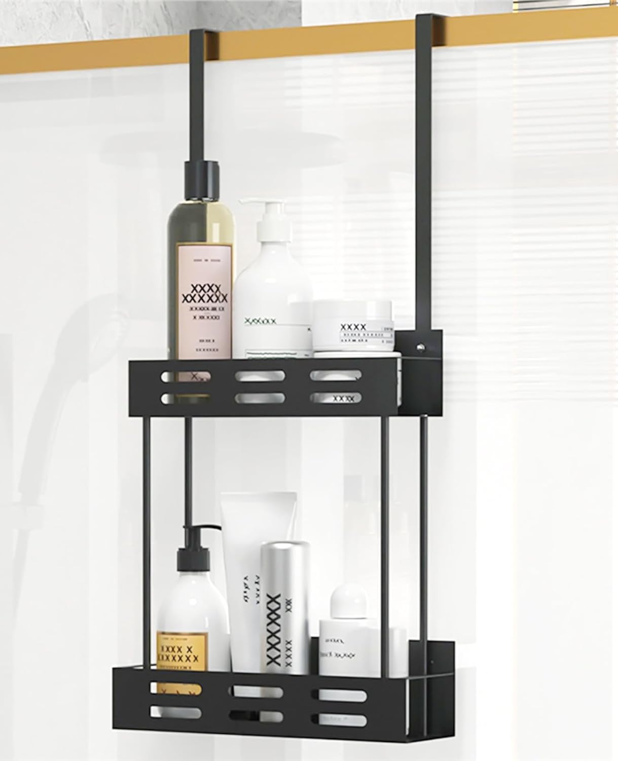 CARLA HOME Over the Door 2-tier Shower Caddy Organizer Shelf with Hooks for Bathroom-1978962257358491648
