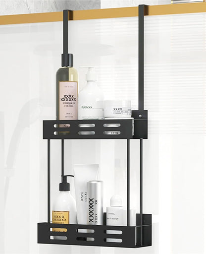 CARLA HOME Over the Door 2-tier Shower Caddy Organizer Shelf with Hooks for Bathroom-1978962257358491648