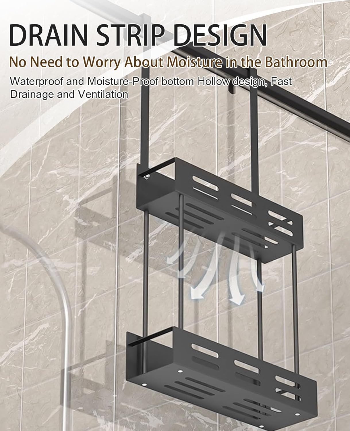 CARLA HOME Over the Door 2-tier Shower Caddy Organizer Shelf with Hooks for Bathroom-1978962257358491652