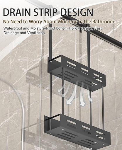 CARLA HOME Over the Door 2-tier Shower Caddy Organizer Shelf with Hooks for Bathroom-1978962257358491652