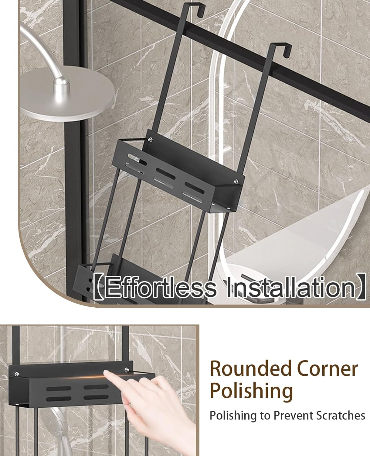 CARLA HOME Over the Door 2-tier Shower Caddy Organizer Shelf with Hooks for Bathroom-1978962257358491653