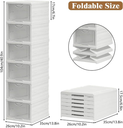 CARLA HOME 6-Tier Stackable Shoe Storage Box Organizer with Clear Door for Closet, Entryway or Cabinet-1978962258025385985