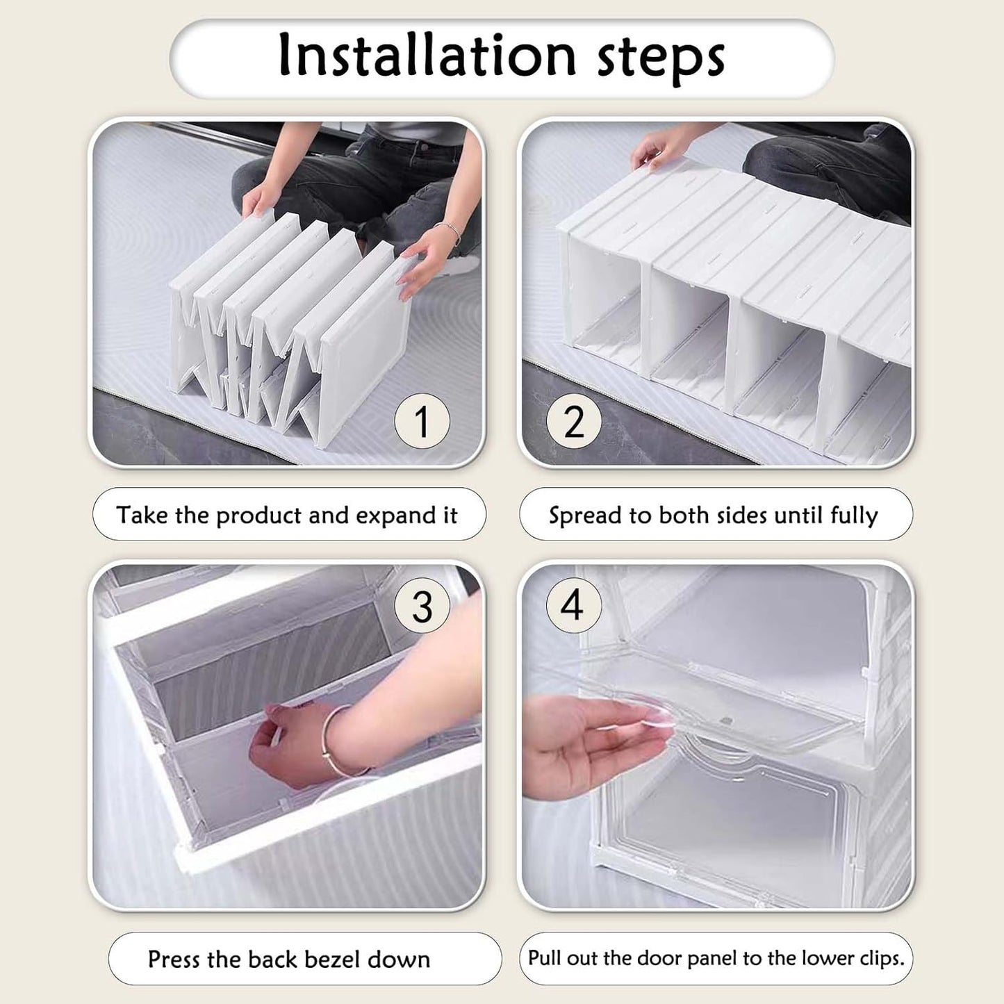 CARLA HOME 6-Tier Stackable Shoe Storage Box Organizer with Clear Door for Closet, Entryway or Cabinet-1978962258025385992