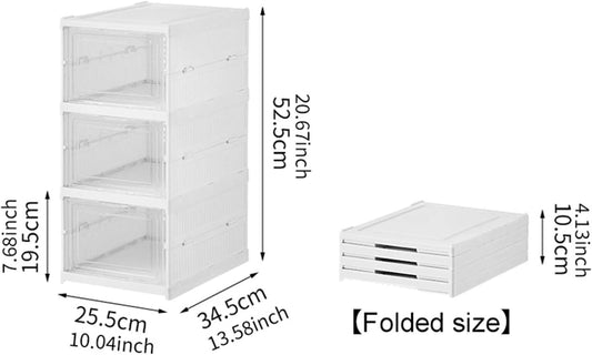 CARLA HOME 3-Tier Stackable Shoe Storage Box Organizer with Clear Door for Closet, Entryway or Cabinet-1978962258197352449