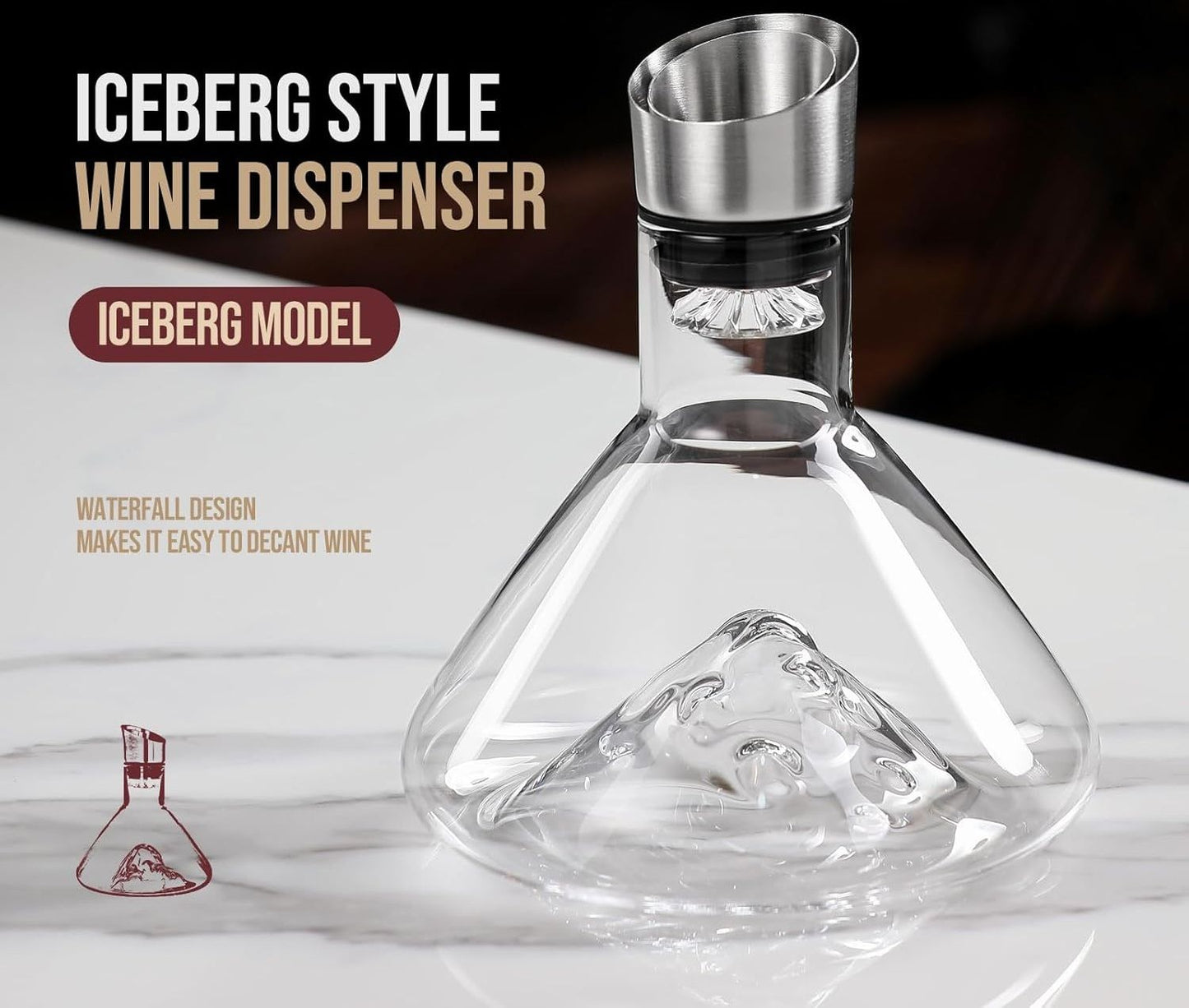 CARLA HOME Iceberg Wine Decanter with Aerator Filter and Lid-1978962258545479682
