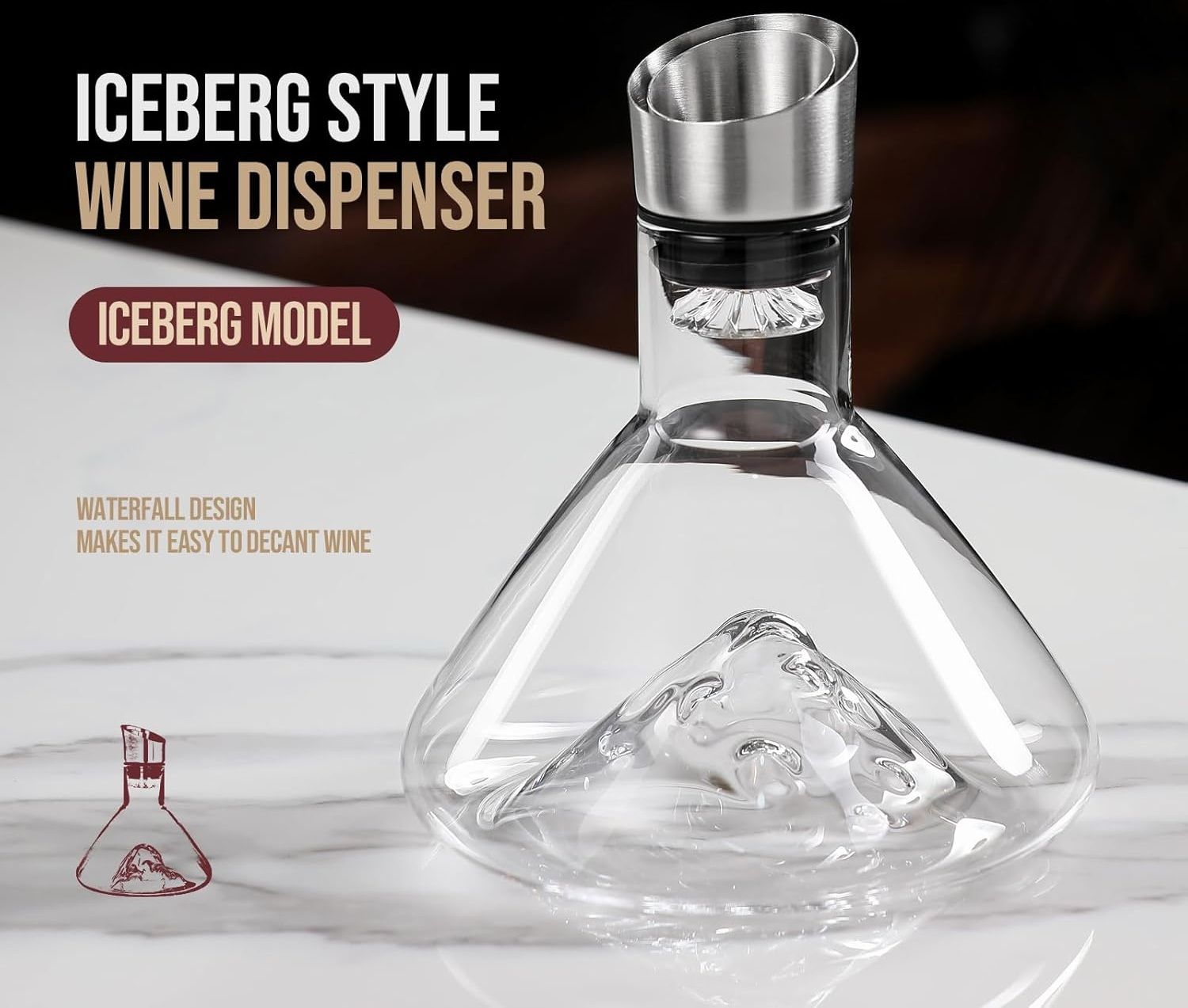 CARLA HOME Iceberg Wine Decanter with Aerator Filter and Lid-1978962258545479682