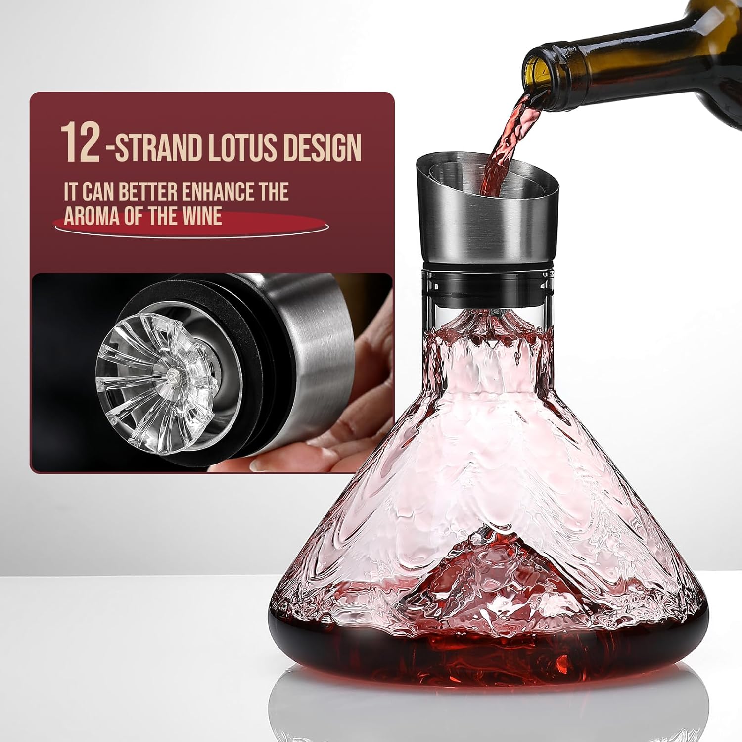 CARLA HOME Iceberg Wine Decanter with Aerator Filter and Lid-1978962258545479684