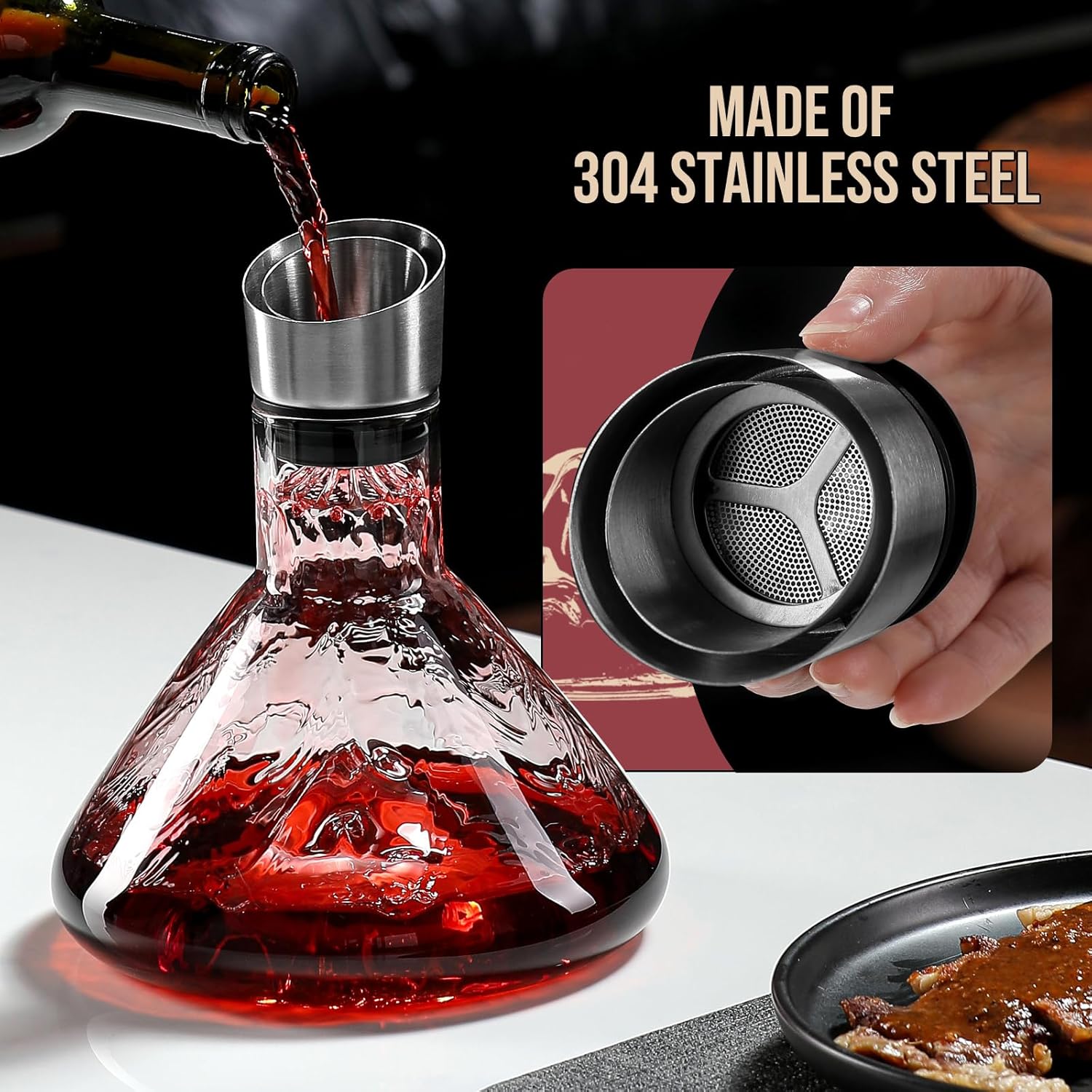 CARLA HOME Iceberg Wine Decanter with Aerator Filter and Lid-1978962258545479685