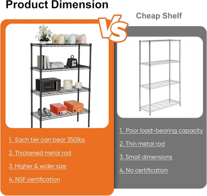CARLA HOME 4-Tier Adjustable Metal Storage Shelves Wire Rack Organizer for Kitchen, Pantry, Bathroom or Laundry Room (60cm W x 40cm D x 140 cm H)-1978962259929600003