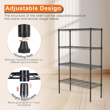 CARLA HOME 4-Tier Adjustable Metal Storage Shelves Wire Rack Organizer for Kitchen, Pantry, Bathroom or Laundry Room (60cm W x 40cm D x 140 cm H)-1978962259929600004