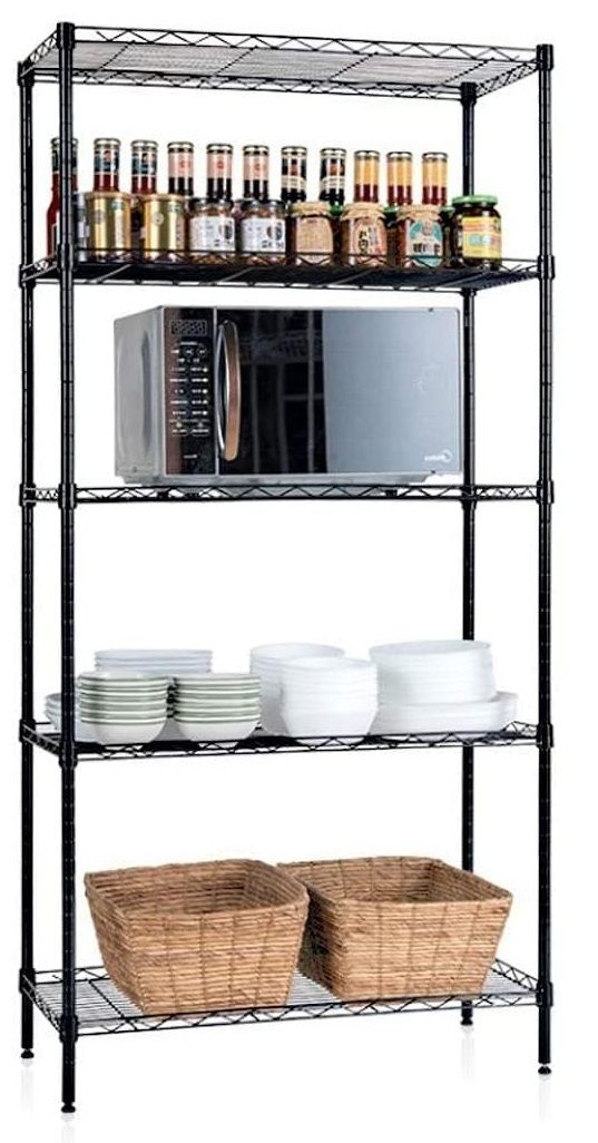 CARLA HOME 5-Tier Adjustable Metal Storage Shelves Wire Rack Organizer for Kitchen, Pantry, Bathroom or Laundry Room (60cm W x 40cm D x 145cm H)-1978962260097372160