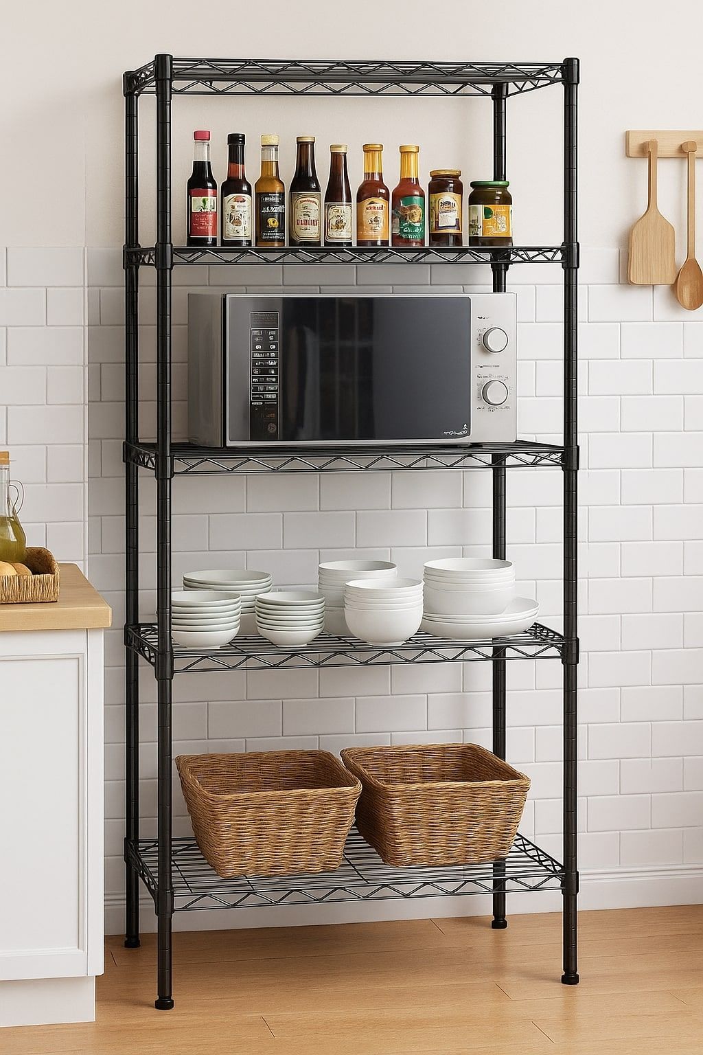 CARLA HOME 5-Tier Adjustable Metal Storage Shelves Wire Rack Organizer for Kitchen, Pantry, Bathroom or Laundry Room (60cm W x 40cm D x 145cm H)-1978962260097372161