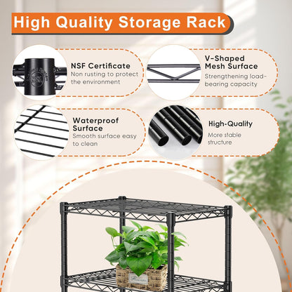 CARLA HOME 5-Tier Adjustable Metal Storage Shelves Wire Rack Organizer for Kitchen, Pantry, Bathroom or Laundry Room (60cm W x 40cm D x 145cm H)-1978962260097372165