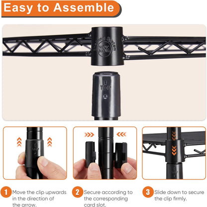 CARLA HOME 5-Tier Adjustable Metal Storage Shelves Wire Rack Organizer for Kitchen, Pantry, Bathroom or Laundry Room (60cm W x 40cm D x 145cm H)-1978962260097372166