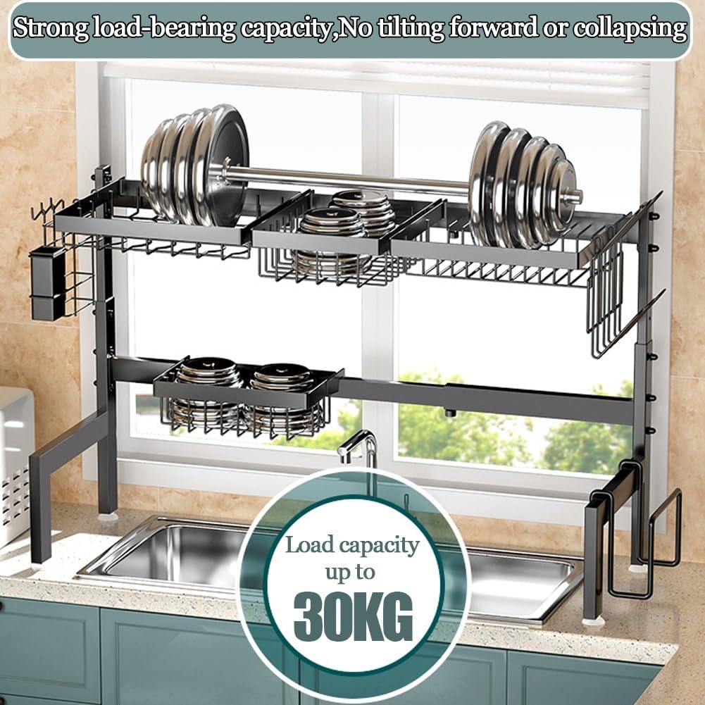 CARLA HOME Adjustable Over the Sink Dish Drying Rack with Utensil Holder, Hooks & Cutting Board Rack for Kitchen Counter Storage-1978962260260950021