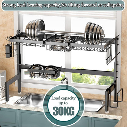 CARLA HOME Adjustable Over the Sink Dish Drying Rack with Utensil Holder, Hooks & Cutting Board Rack for Kitchen Counter Storage-1978962260260950021
