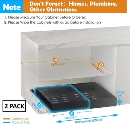 CARLA HOME 2 Pack Pull Out Cabinet Organizer Expandable for Cabinets with Adjustable Slide Out Shelves and Easy Installation (Black)-1978962260428722177