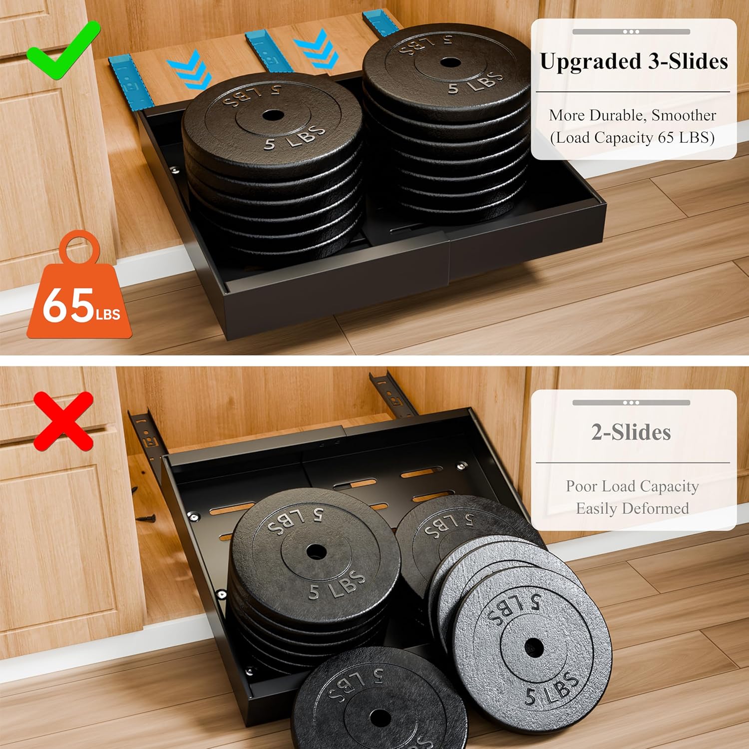 CARLA HOME 2 Pack Pull Out Cabinet Organizer Expandable for Cabinets with Adjustable Slide Out Shelves and Easy Installation (Black)-1978962260428722181