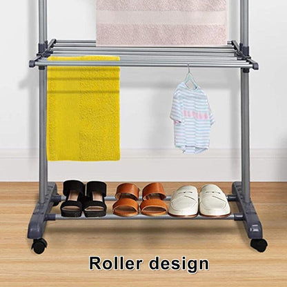 CARLA HOME Folding Clothes Drying Rack with Wheels and Adjustable Side Wings for Laundry Rack and Clothes Storage (Upgraded Model)-1978962261296943109