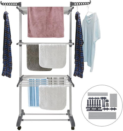 CARLA HOME Folding Clothes Drying Rack with Wheels and Adjustable Side Wings for Laundry Rack and Clothes Storage (Upgraded Model)-1978962261296943111