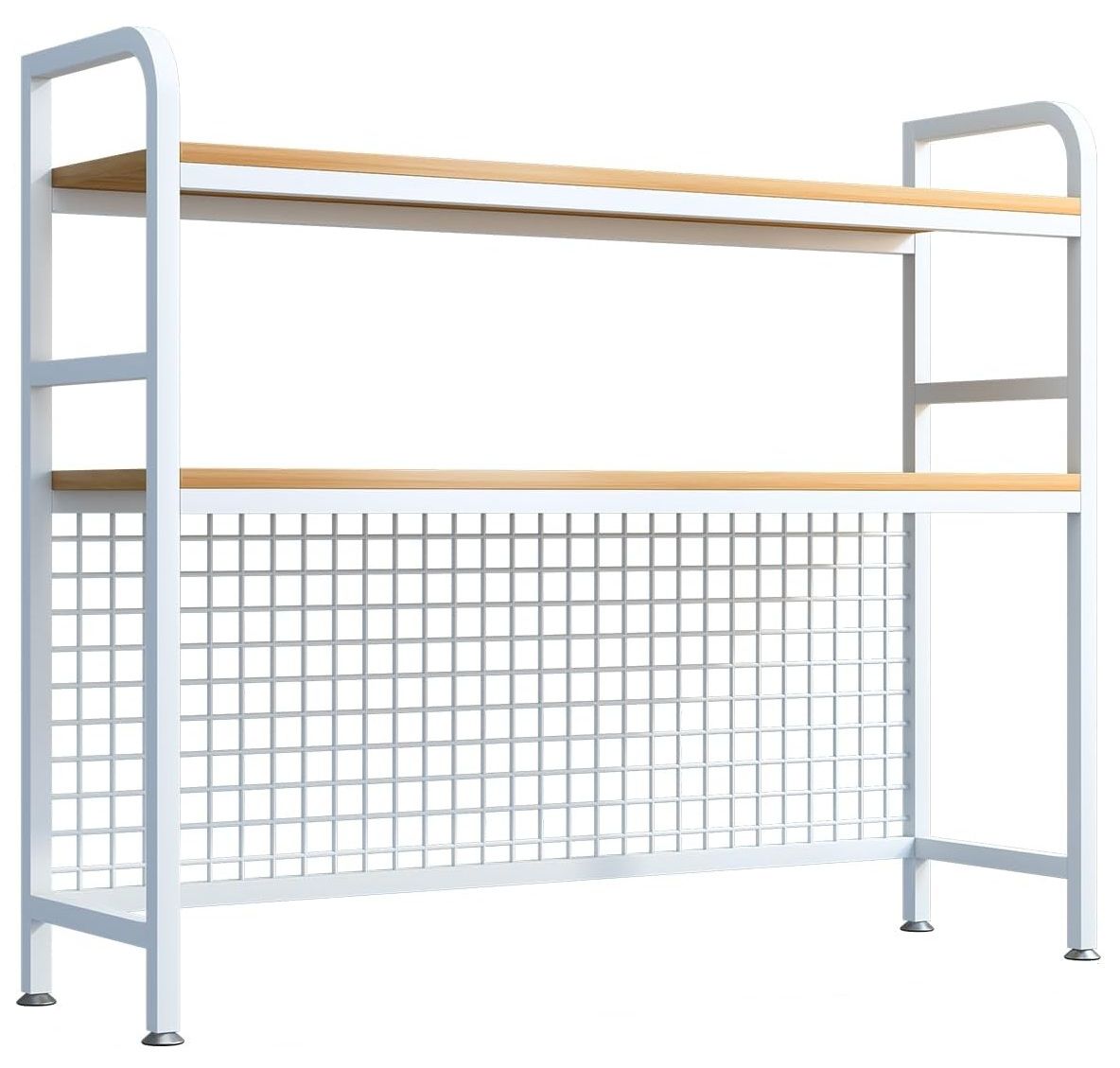 CARLA HOME  2-Tier Metal Desktop Hutch Bookshelf with Grid Panel for Computer Desk and Office Countertop-1978962261632487433