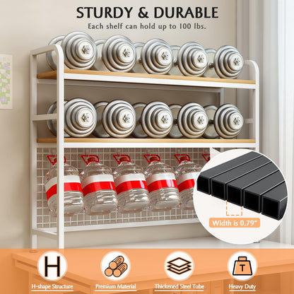 CARLA HOME  2-Tier Metal Desktop Hutch Bookshelf with Grid Panel for Computer Desk and Office Countertop-1978962261632487427