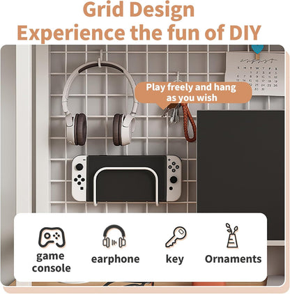 CARLA HOME  2-Tier Metal Desktop Hutch Bookshelf with Grid Panel for Computer Desk and Office Countertop-1978962261632487430